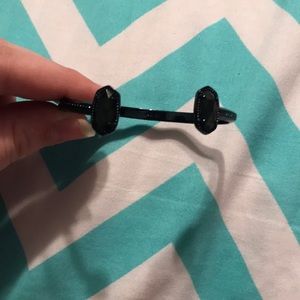 Elton black cuff bracelet in black opaque glass